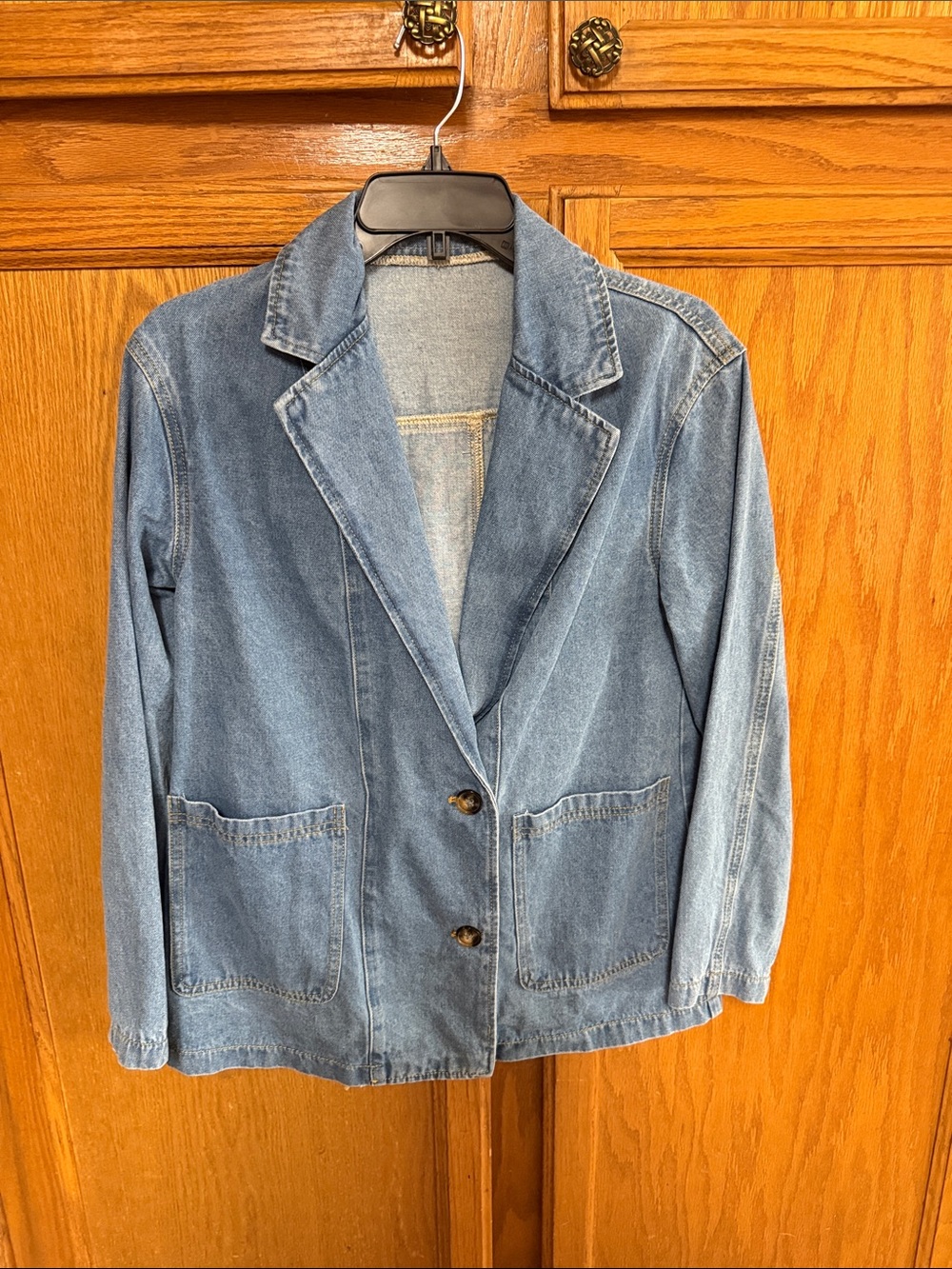 Classic Light Blue Denim Blazer - Women's Jean Jacket